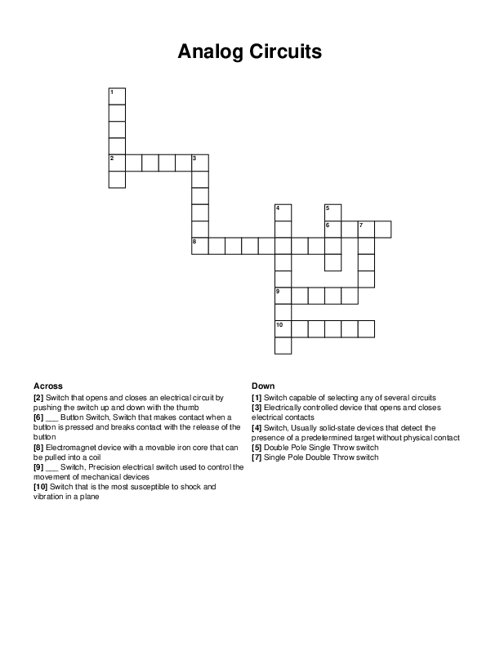 Analog Circuits Crossword Puzzle