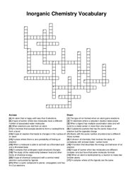 Inorganic Chemistry Vocabulary crossword puzzle