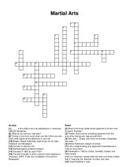 Martial Arts crossword puzzle