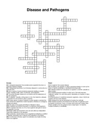 Disease and Pathogens crossword puzzle