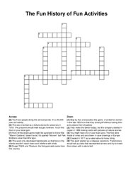 The Fun History of Fun Activities crossword puzzle