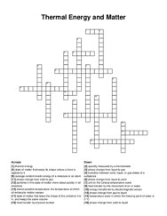 Thermal Energy and Matter crossword puzzle