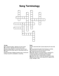 Song Terminology crossword puzzle