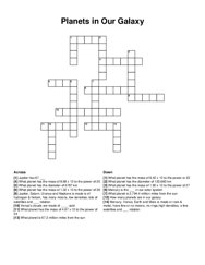 Planets in Our Galaxy crossword puzzle