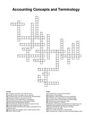 Accounting Concepts and Terminology crossword puzzle