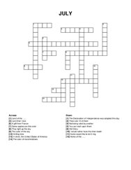 JULY crossword puzzle