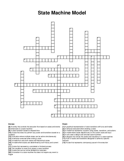 State Machine Model Crossword Puzzle