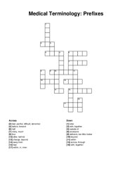 Medical Terminology: Prefixes crossword puzzle