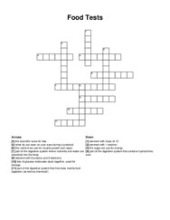 Food Tests crossword puzzle