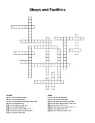 Shops and Facilities crossword puzzle