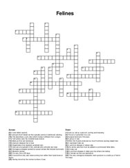 Felines crossword puzzle