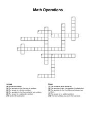 Math Operations crossword puzzle