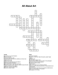 All About Art crossword puzzle