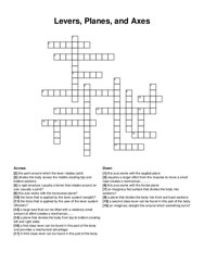 Levers, Planes, and Axes crossword puzzle