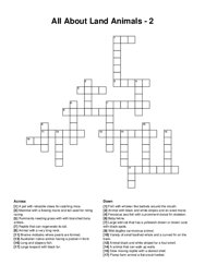All About Land Animals - 2 crossword puzzle