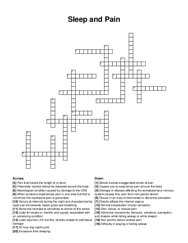 Sleep and Pain crossword puzzle