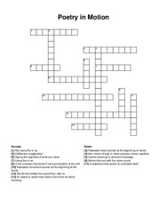 Poetry in Motion crossword puzzle