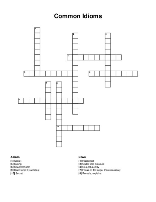 Common Idioms Crossword Puzzle