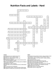 Nutrition Facts and Labels - Hard crossword puzzle