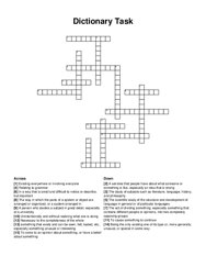 Dictionary Task crossword puzzle