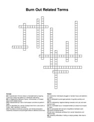 Burn Out Related Terms crossword puzzle