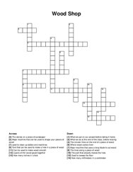 Wood Shop crossword puzzle