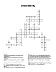 Sustainability crossword puzzle