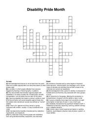 Disability Pride Month crossword puzzle