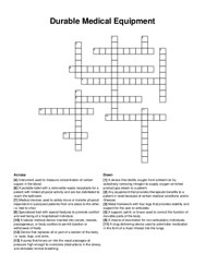 Durable Medical Equipment crossword puzzle