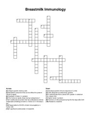 Breastmilk Immunology crossword puzzle