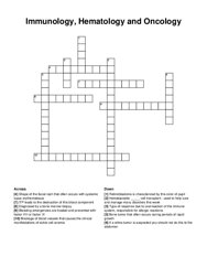 Immunology, Hematology and Oncology crossword puzzle