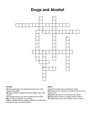 Drugs and Alcohol crossword puzzle