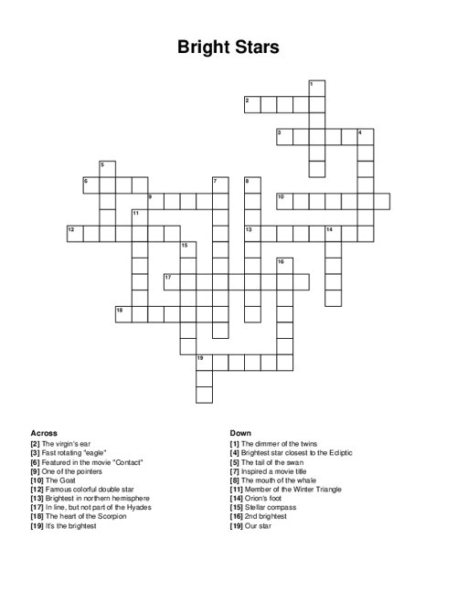 Bright Stars Crossword Puzzle