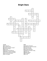 Bright Stars crossword puzzle