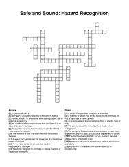 Safe and Sound: Hazard Recognition crossword puzzle