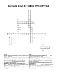 Safe and Sound: Texting While Driving crossword puzzle