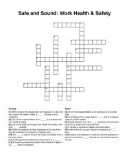 Safe and Sound: Work Health & Safety crossword puzzle