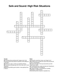 Safe and Sound: High Risk Situations crossword puzzle