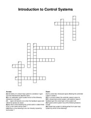 Introduction to Control Systems crossword puzzle