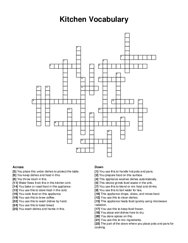 Kitchen Vocabulary crossword puzzle