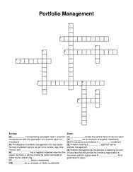 Portfolio Management crossword puzzle