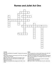 Romeo and Juliet Act One crossword puzzle