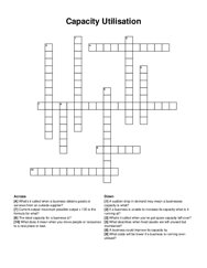 Capacity Utilisation crossword puzzle