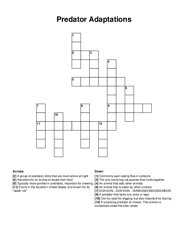 Predator Adaptations crossword puzzle