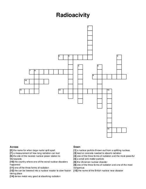 Radioacivity Crossword Puzzle