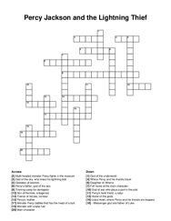 Percy Jackson and the Lightning Thief crossword puzzle