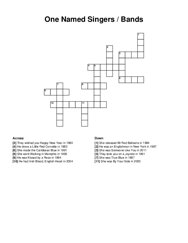 One Named Singers / Bands crossword puzzle