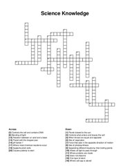 Science Knowledge crossword puzzle