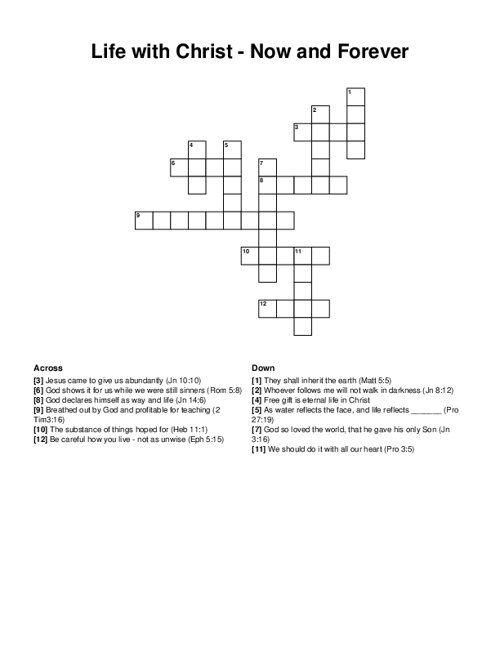 Life with Christ - Now and Forever Crossword Puzzle