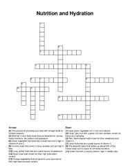 Nutrition and Hydration crossword puzzle